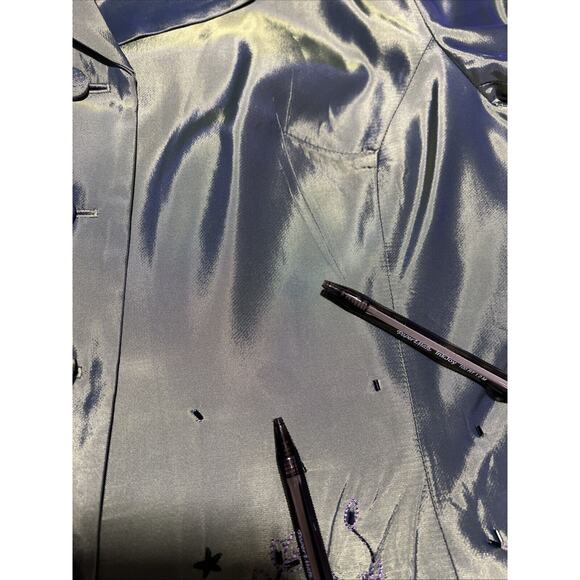 Anthea Crawford Jacket AU16 US12 Green Satin Shimmer Embroidered Floral Beaded - Picture 14 of 14